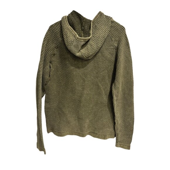 Carbon2Cobalt Olive Textured Knit Hoodie Cotton Pullover Men’s Medium - Picture 3 of 6
